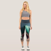 Leggings Capri Sculpture de requin sur la plage (Recto)