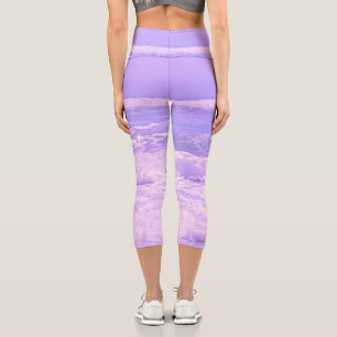 Leggings Capri Sea Ocean Nature Vagues Mousse Eau pourpre
