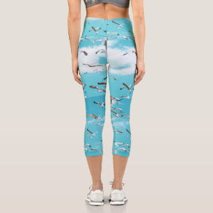 Leggings Capri Seagulles Volant Sky Ocean Thème de mer