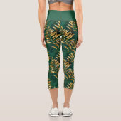 Leggings Capri Seamless pattern with golden ferns (Verso)