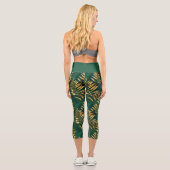 Leggings Capri Seamless pattern with golden ferns (Verso)