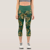 Leggings Capri Seamless pattern with golden ferns (Recto)