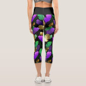 Leggings Capri Seamless Pattern with Mardi Gras feathers (Verso)