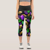 Leggings Capri Seamless Pattern with Mardi Gras feathers (Recto)