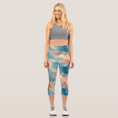Leggings Capri Sérénité Cosmique, Abstrait Céleste aux Tons Paste (Recto)
