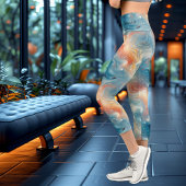 Leggings Capri Sérénité Cosmique, Abstrait Céleste aux Tons Paste