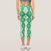 Leggings Capri Shades of green diamond pattern (Verso)