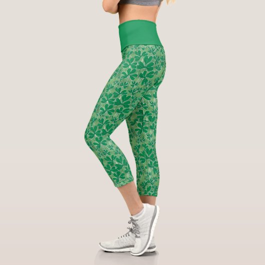Leggings Capri Shamrock de la Saint-Patrick Lucky Green (Gauche)