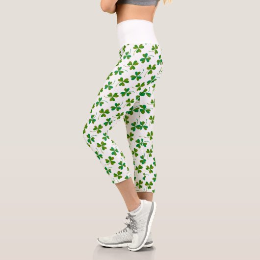 Leggings Capri Shamrock de la Saint Patrick simple Motif - Vert (Gauche)