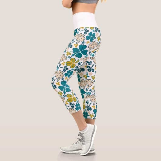 Leggings Capri Shamrock de trèfle vert Motif Saint Patrick`s Day (Gauche)