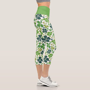 Leggings Capri Shamrock de trèfle vert Motif Saint Patrick`s Day