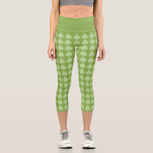 Leggings Capri Shamrock de verdure Clover Pois Patrick's Day (Recto)