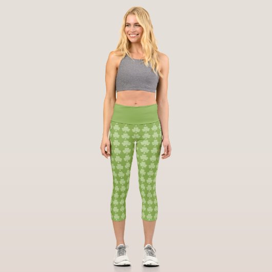 Leggings Capri Shamrock de verdure Clover Pois Patrick's Day (Recto)