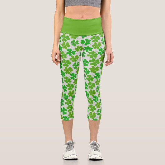 Leggings Capri Shamrocks chanceux de la Saint Patrick (Recto)
