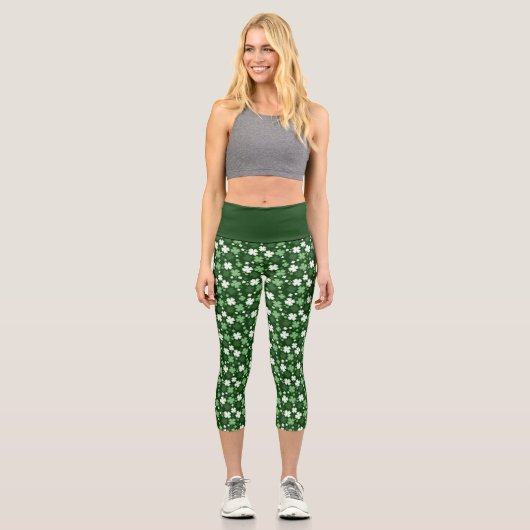 Leggings Capri Shamrocks verts, Saint Patrick's Day (Recto)