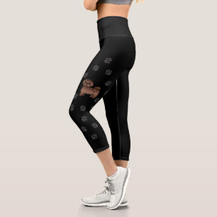 Leggings Capri Shih Tzu marron foie Chien de dessin animé mignon