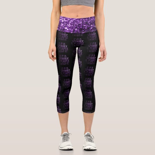 Leggings Capri Si c'est Sparkly et Purple je le veux noir motif (Recto)