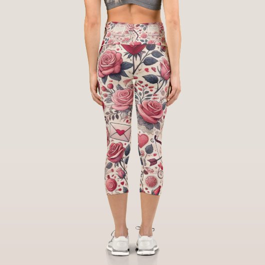 Leggings Capri Signé avec un Rose (Verso)