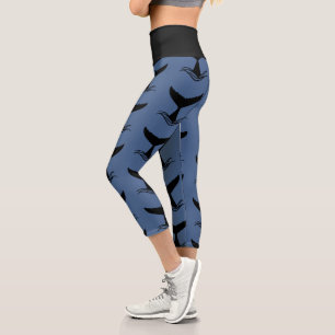 Leggings Capri Silhouette de la queue de baleine d'Ocean Wave