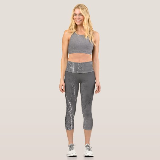 Leggings Capri Silhouettes de bouleau foncé 1 (Recto)