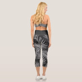 Leggings Capri Silver Glitter Palm Tree Black Modern Abstract (Verso)