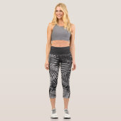 Leggings Capri Silver Glitter Palm Tree Black Modern Abstract (Recto)