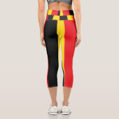 Leggings Capri Simple moderne noir rouge jaune Belgique Drapeau (Verso)