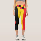 Leggings Capri Simple moderne noir rouge jaune Belgique Drapeau (Recto)