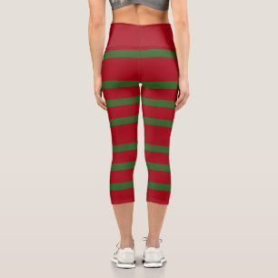 Leggings Capri Simplement rouge et vert Joyeux motif de Noël