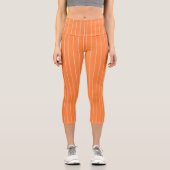 Leggings Capri Simples bandes blanches sur Arrière - plan orange (Recto)