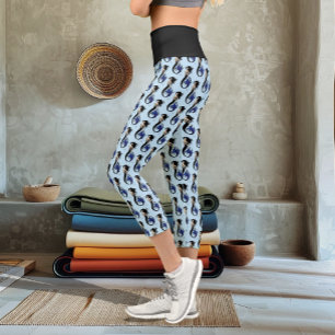 Leggings Capri Sirène tribale bleue