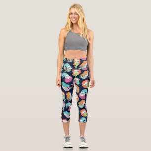 Leggings Capri Sirènes : motif sans soudure fantaisiste.