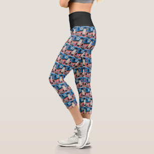 Leggings Capri Skateboarding patriotique skateboardeur USA