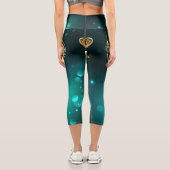 Leggings Capri Skeleton Keys on Green Background (Verso)