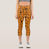 Leggings Capri Skeletons d'Halloween Macabre Dance (Recto)
