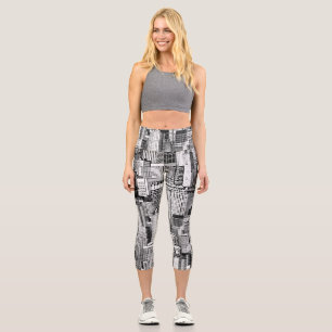 Leggings Capri Skyscraper City Texture Isométrique sans fil