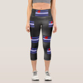 Leggings Capri SlipperyJoe's cuir drapeau orgueil noir bleu royal (Recto)