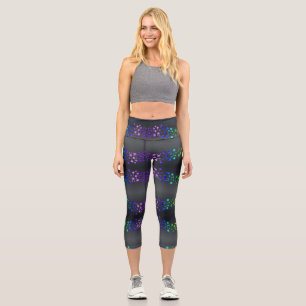 Leggings Capri SlipperyJoe's scribbled love word rainbow gradient