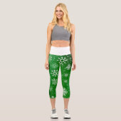 Leggings Capri Snowflakes blanc Emerald (Recto)