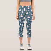 Leggings Capri Snowman Cats Motif de vacances (Recto)