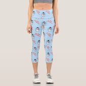 Leggings Capri Snowman de Noël traditionnel sur LIGHT BLEU (Recto)