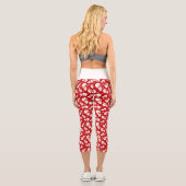 Leggings Capri Snowman rouge et blanc avec Motif Snowflake (Verso)