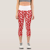 Leggings Capri Snowman rouge et blanc avec Motif Snowflake (Recto)