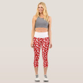 Leggings Capri Snowman rouge et blanc avec Motif Snowflake (Recto)