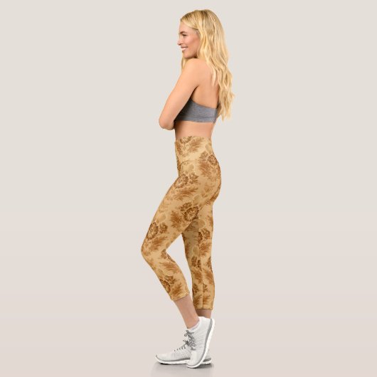 Leggings Capri Soft Gold Damask Floral (Gauche)