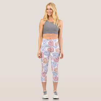 Leggings Capri Soft Hearts : Continuous Line Valentine's