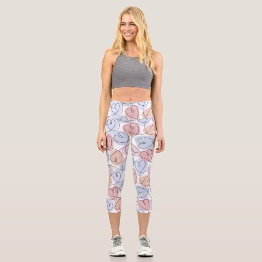 Leggings Capri Soft Hearts : Continuous Line Valentine's (Recto)