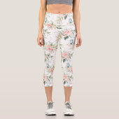 Leggings Capri Soft Pastel Rose Rose Flower Motif (Recto)