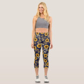 Leggings Capri Soleil Jaune Or Marine Fleurs de soleil Feuille Aq (Recto)