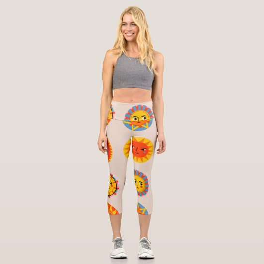 Leggings Capri soleils Abstraits : motif sans couture ethnique. (Recto)